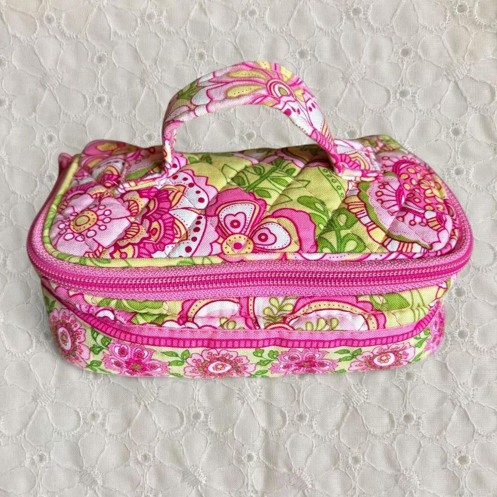 Vintage Y2K Vera Bradley Petal Pink Zip Jewelry Case Organizer Pouch HTF